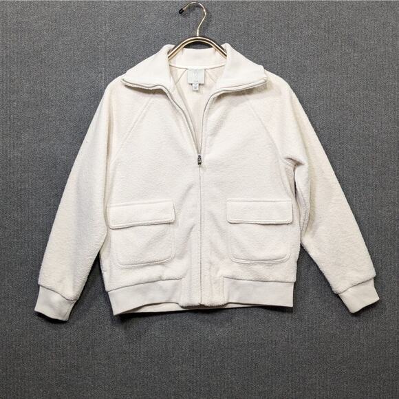 Joie Jacket Womens Small Petite Premium Fleece Pockets Full Zip Collar Cream - Picture 1 of 12